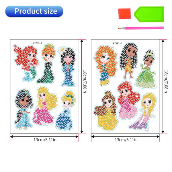 #5D Diamantmaleri, Diamantmaleri DIY Sticker Sød Prinsesse#