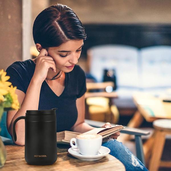 500ML Isolerad Kaffekopp, Rostfritt Stål Läcksäker Isolerad