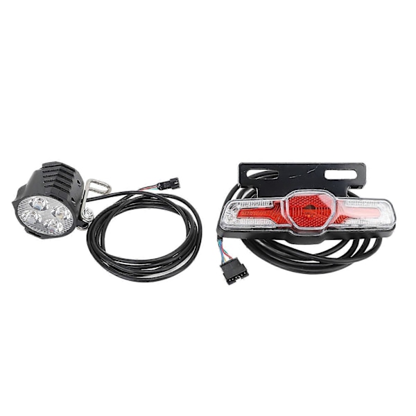 Elektriskt Cykelljus Kit Hög Synlighet LED Strålkastare och Blinkers Bakljus med Strömbrytare 24-48V