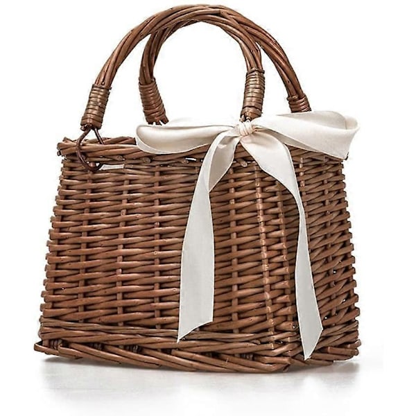 Stråväska Strandväska för Kvinnor Sommar Clutch Rottingvävd Korgväska