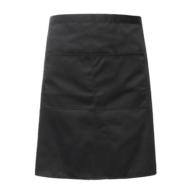 BESTOMZ Universal Unisex Dam Herr Kök Matlagning Midjeförkläde Kort Förkläde med Dubbla Fickor (Svart)