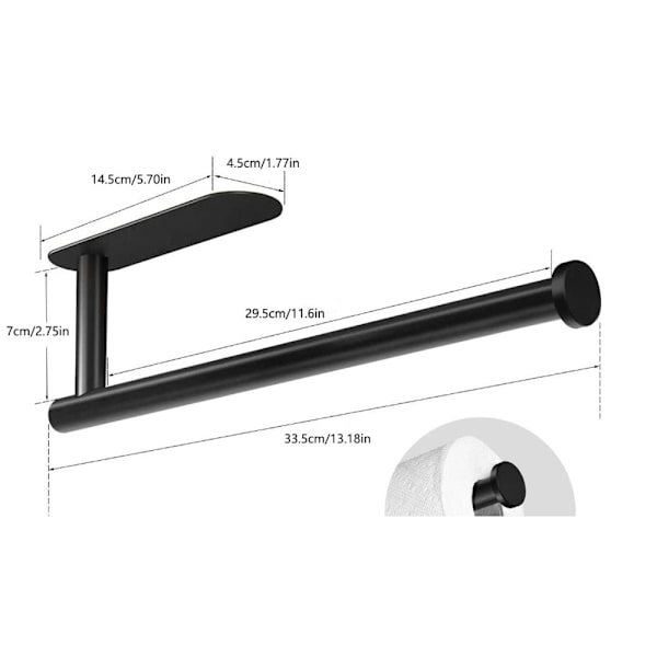 1 stk (sort) Fritstående Toiletpapirholder i Rustfrit Stål, I