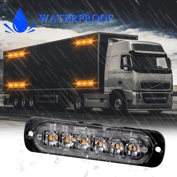 *4 stk 12-24V Ultra tynn lysstang Nødalarmlampe- Fla*