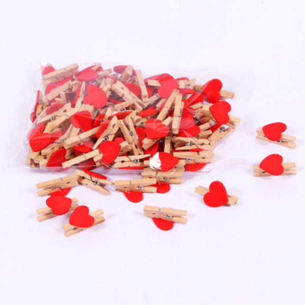 /#/Pack of 50 clothes pegs, mini heart-shaped clothes pegs, photo clips/#/