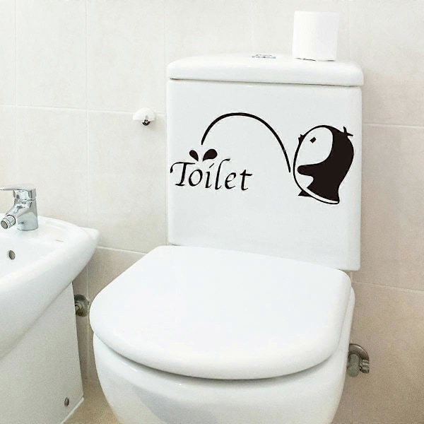 25*20CM 2kpl Musta Pingviini Itsekiinnittyvä WC-istuimen Tarra Hauska PVC Vedenpitävä WC-istuimen Kannen Tarra Seinätarrat