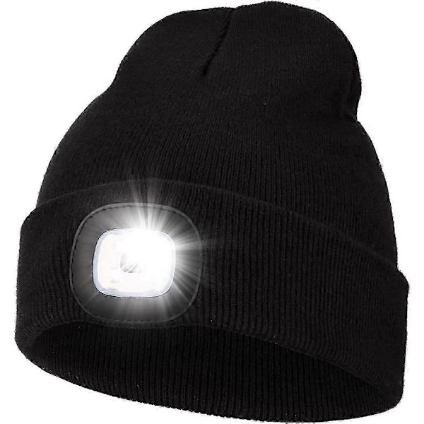Lue med Lys, 4 LED Innebygd Hodelykt Håndfri Hodelykt Lue