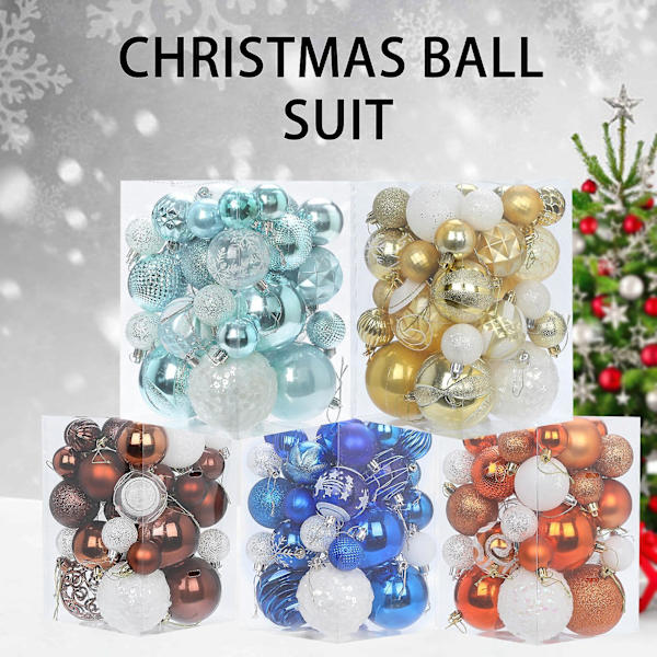 1 Låda 36st Julkulor Ljus Färg Polerad Dekorativ Pvc Julgran Hängande Färgkulor Ornament Partydekor För Fönster KaesiBlue