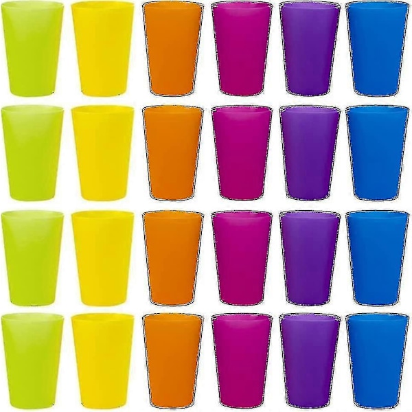 24 stk Genanvendelige Plastikkopper 6 Lyse Farver Plastikkopper Til Børn Camping