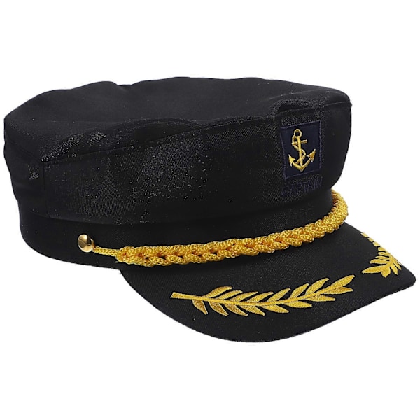 1 stk. Søkaptajnshat Broderet Navy Cosplay Voksen Kaptajnshat Manian Stil til Voksne (Sort)