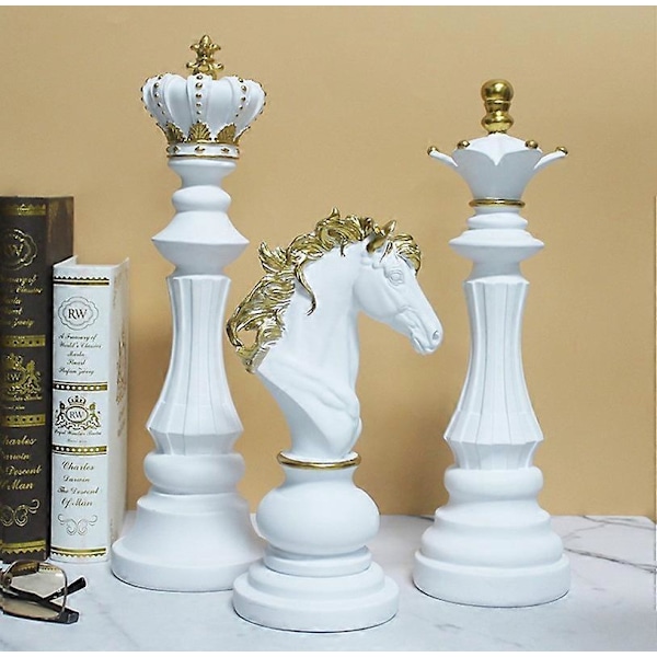 Skak Konge Dronning Springer Resin Håndværk International Skak Statue S