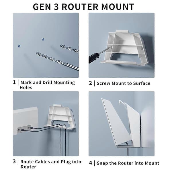 Til V3 Mount, til Gen 3 Router og Gen 3 Strømforsyning Monteringssæt