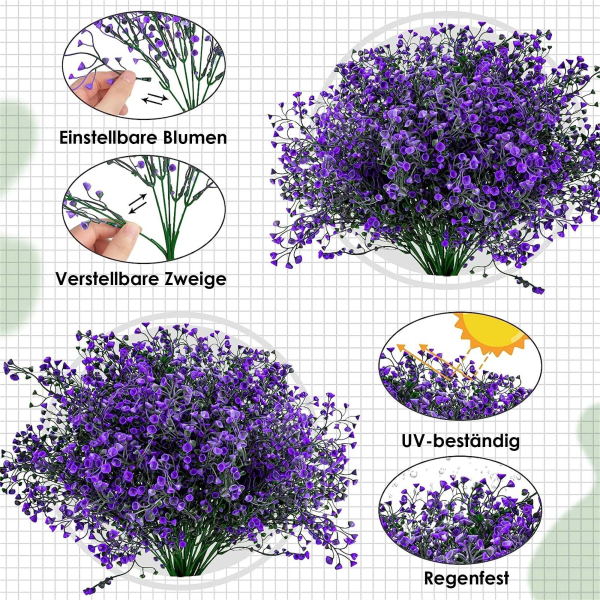 #Lila, Konstgjorda växter Konstgjorda blommor för utomhusbruk, väderbeständiga#