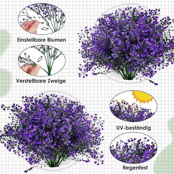 #Lilla, Kunstige planter Kunstige blomster for utendørs bruk, værbestandig#