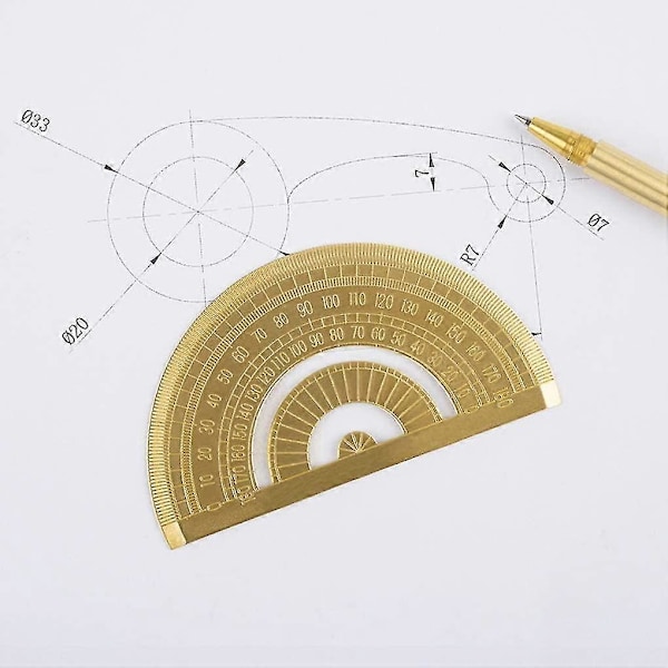 Mässing Matematik Geometri Verktyg Gyllene Linjal Gradmätare Triangellinjal Mätning Utbildningsverktyg Studentmaterial Ritverktyg För Arkitekter E
