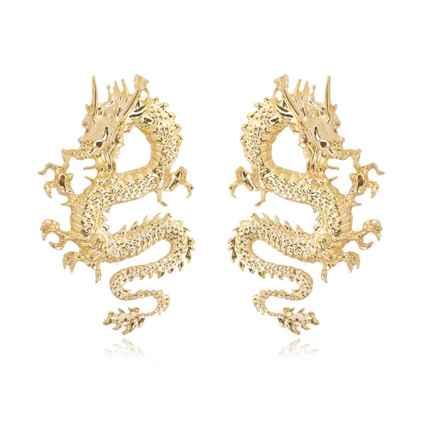 Guld örhängen smycken personlighet trend coola dragon örhängen fash