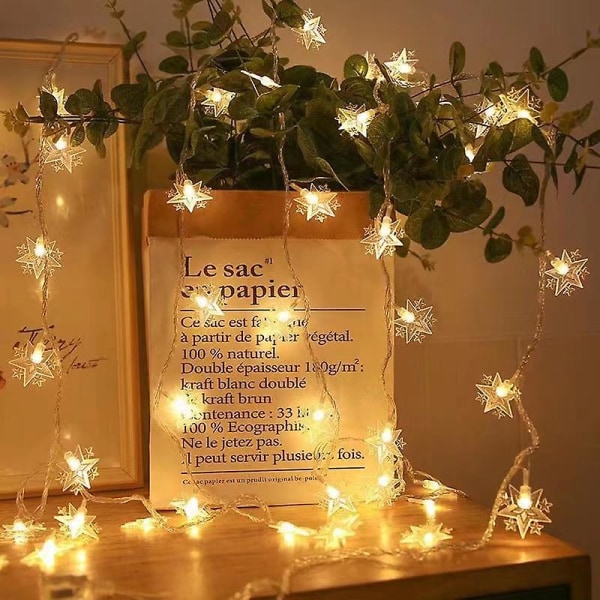 Moon And Stars String Lights - Vattentät, festlig trädgårdsdekoration för jul och helgdagar10m - Fjärrkontroll Batterystar varmvit