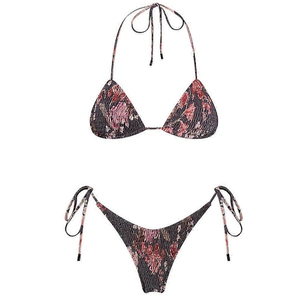 Dam Baddräkter Högt Skurna Tanga Knuten Badkläder Låg Midja Snörning Bikinis Set