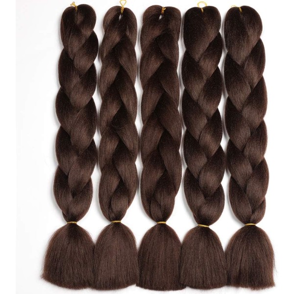 Sjokoladebrun - 4# Flettehår Extensions, 24\" Extension Braidi