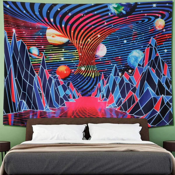 Mountain Planet Tornado Wave Tapestry Retro Tapestry Abstrac