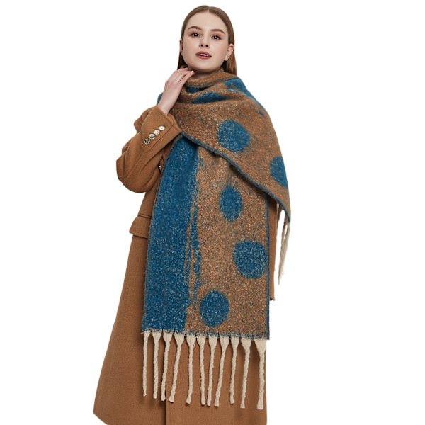 #Stickad sjal, vintertasslar halsduk sjal, 180x40cm#