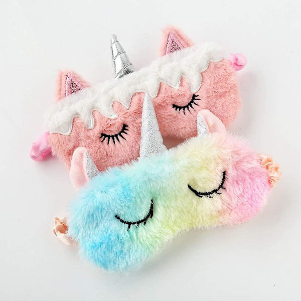 2 st Unicorn Sovmask, Cartoon Resemask för Flickor, Svart