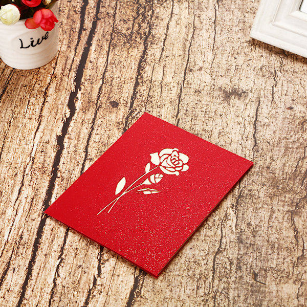 *3D roseformet romantisk bryllupsdag gratulationskort*