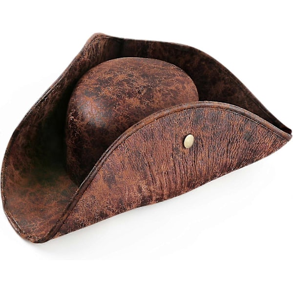 Pirathatt - Brun Sliten Konstläder Vintage Skrynklig Hatt