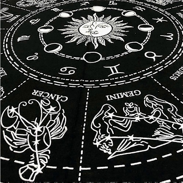 Alterduk Tarotkort Bordsservietter Hekseriutstyr Duk, Zodiak Sirkel Horoskoptegn