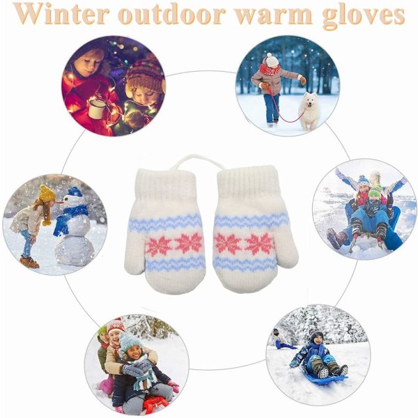 Vinterhandskar för barn Varma Unisex Vantar Stickade Snöflinga med N