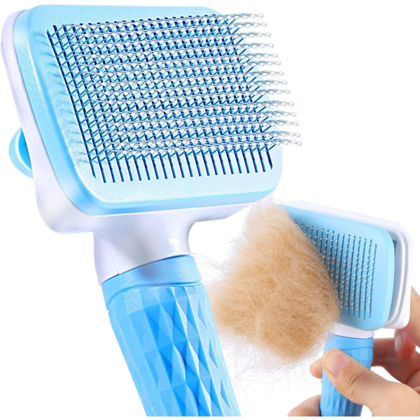 Blue Dog Cat Brush, selvrensende dødt hårbørste til Cat Dog, E