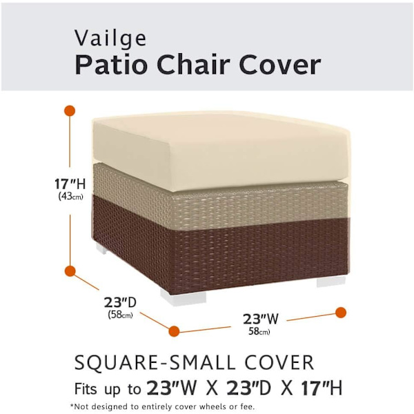 Rektangulær patio ottoman betræk, vandtæt udendørs ottoman