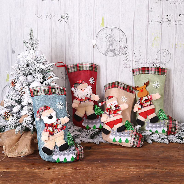 Nyår 2023 Gåvor 1st Julstrumpa Xmas Diy Noel Natal Juldekorationer För Hem Ornament Navidad Dekor Girlang Älg