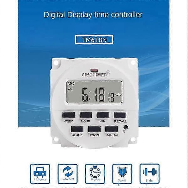 Tm618N-2 Lcd 1.6 Tommer Digital 220V Ac Programmerbar Timer Switch med Relæ Indeni og Nedtælling Ti