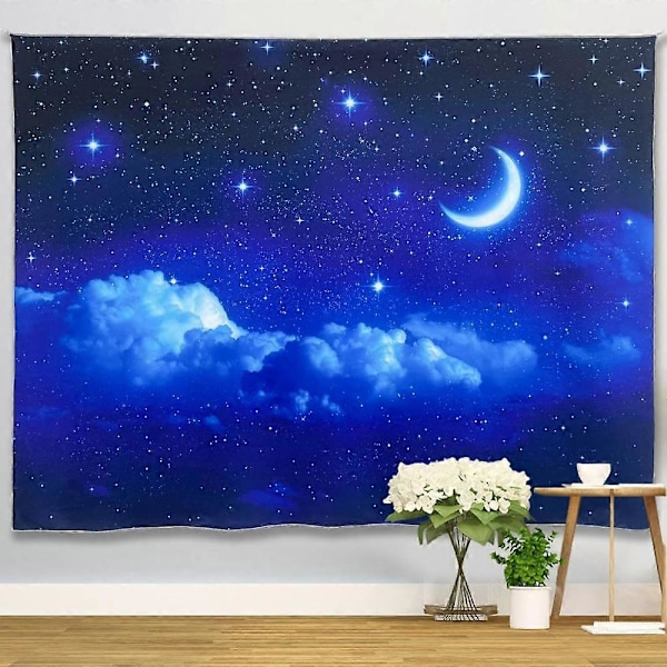 Natt Himmel Gobeläng, Mörkblå Kosmisk Stjärnklar för Sovrum Sovsal Vardagsrum Kontor Daglig Dekorativ Gobeläng Väggkonst Deco Gobeläng 150 cm x