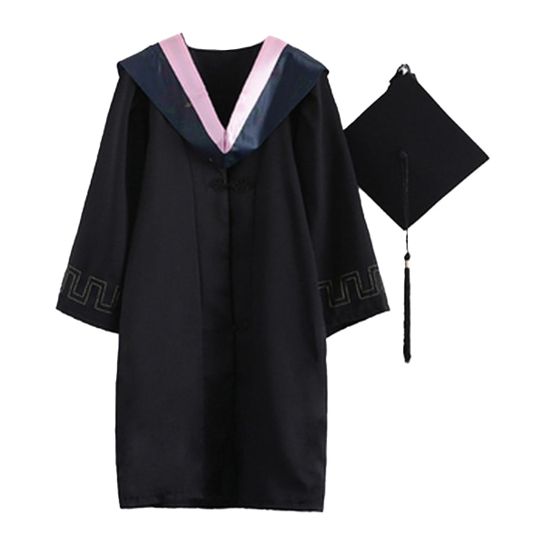 1 set Vacker finstickad examensuniform polyester Elegant festlig touch examensklänning för fotografering QinhaiLPink