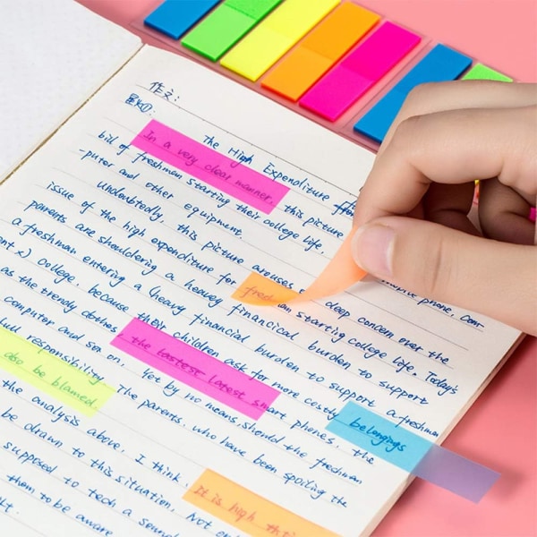 1000 stycken Sticky Notes Bokmärken, Indexflikar Markera bokmärken Sm