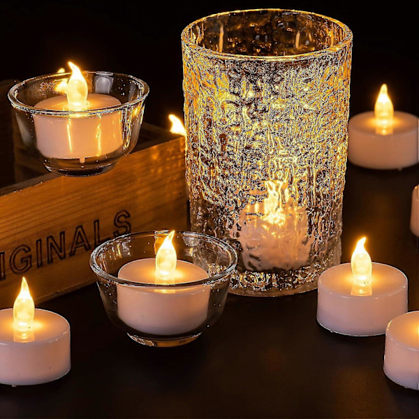 40-pack Vita Flamlösa Värmeljus som Varar 2x Längre, Realistiska Värmeljus, Blinkande Starka Värmeljus, Batteridrivna Ljus