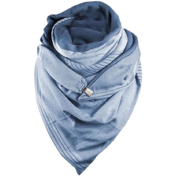 Kvinders trekantet knap bomuldstørklæde - blå, vintage print mønster