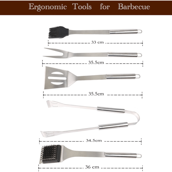 BBQ-sett i rustfritt stål - Grillverktøy