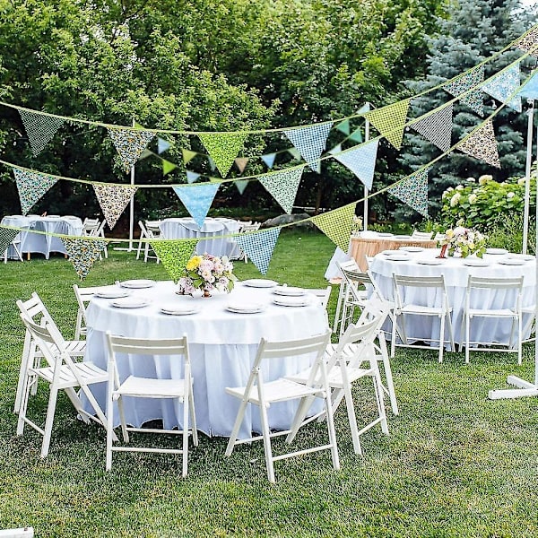 Blommig Dubbelsidig Chic Banner Girlang Vimplar Party Dekorationsmaterial grön