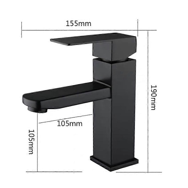 Svart Tvättställsblandare, Svart Badrumsblandare med Kallt och Varmt Vatten Tillgängligt, Högkvalitativ Tvättställsblandare i Rostfritt Stål, Elegant Design Badrumsblandare