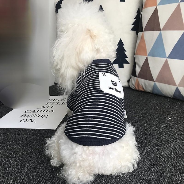 Husdjurskläder vår höst bomull randig all-match teddy bichon fransk bulldog kläderMStripe bomull tunn