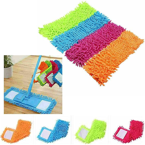 Tilbaketrekkende Mikrofiber Gulvmopp Rengjøringsmiddel (x4 Utbyttbare Mopphoder)
