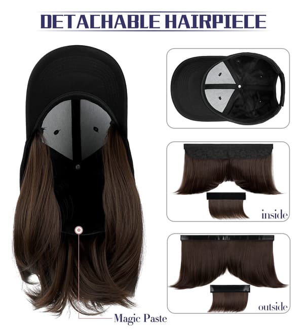 /#/Svart Baseball Cap med Hår Extensions Rette Korte Bob Hår/#/