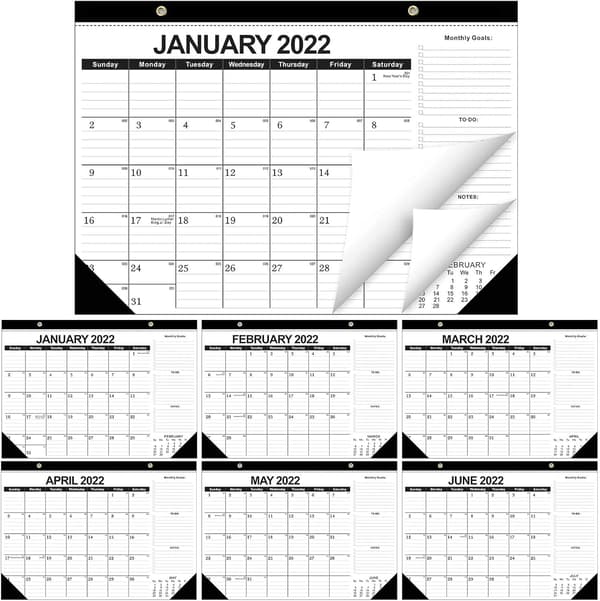 *2022 Kalender Engelsk Version Klassisk Sort Vægkalender 18 Mont*