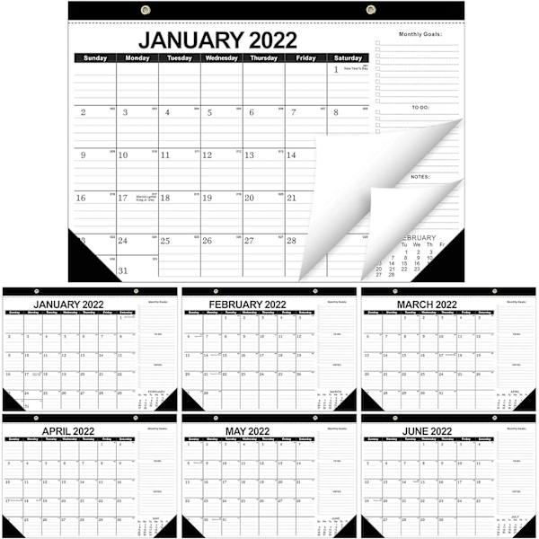 *2022 Kalender Engelsk Version Klassisk Svart Väggkalender 18 Mont*