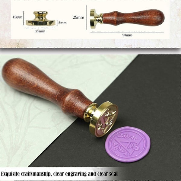 DIY Messinghode 26 Bokstaver A-å Seglvoksstempel Trehåndtak Scrapbooking M-CE