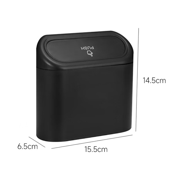 #2-pack Liten Bil Soppa Bil Soppa med Lock Vattentät Bil Soppa Bärbar Hängande Bil Förvaringslåda för Bil Kontor (Svart)#