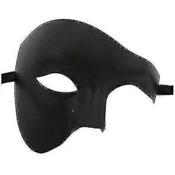 Svart Halvmask Fantom Kvalitet Teater Venetian Maskerad Karneval Party Ögonmask för Män