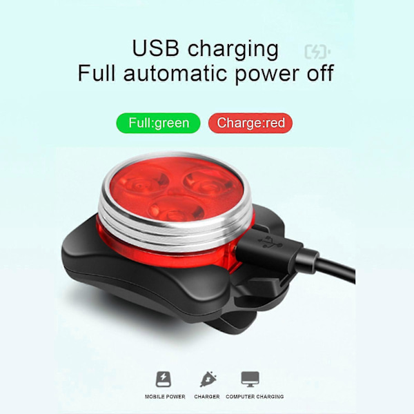 2usb Oppladbart LED Sykkellyktsett Frontlykt Baklykt Varsellys Sykkellys